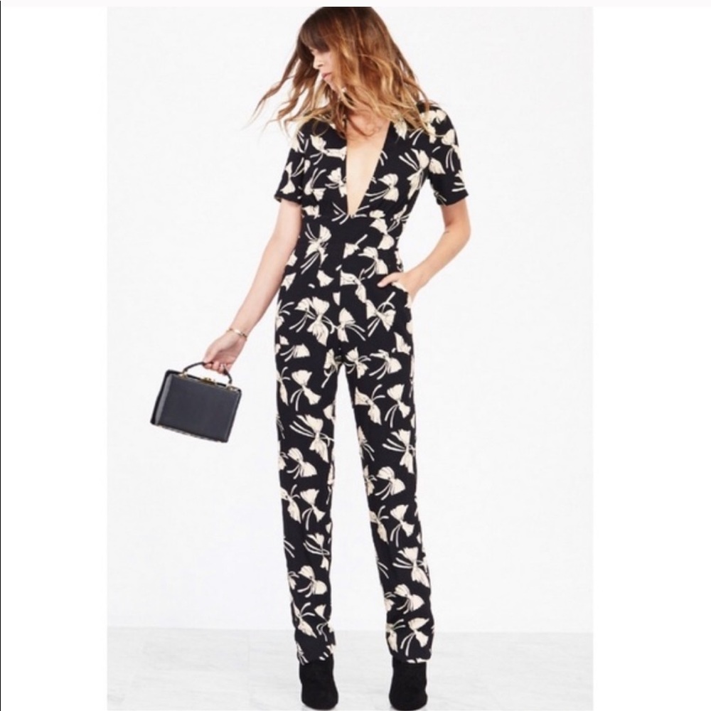 Reformation Dean Jumpsuit Bow Print “TIED UP” - Picture 1 of 5